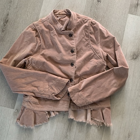 Free‎ People Jagger Blazer Pink Western Military Jacket Lace Up Cuff.  SZ XS - Picture 7 of 13